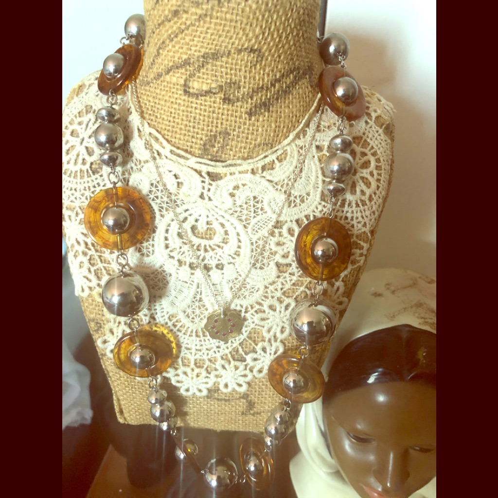 Vintage Silver Balls With Tortoise Necklace